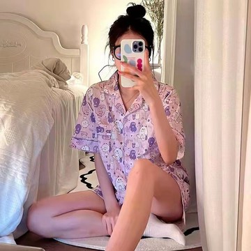 DUYI~夢詩睡衣女可愛夏季ins風短袖短褲學生居家服兩件套裝可外穿