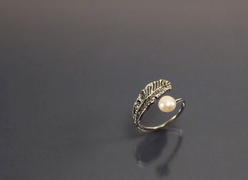圖像系列-羽毛珍珠925銀戒