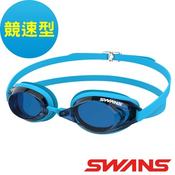 【SWANS 日本】日本泳鏡(SR-2NEV 藍/抗UV/抗霧/矽膠/游泳)