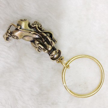 黃銅貔貅汽車鑰匙掛件純銅元寶瑞獸神獸鑰匙扣配飾抖音網紅熱銷款