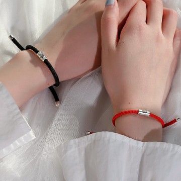 925純銀鼠年本命年女編織紅繩手鏈小老鼠飾品禮物男屬鼠轉運生肖