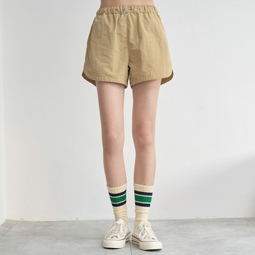 元氣活力抽繩運動短褲(淺卡其)-女