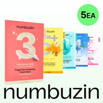 numbuzin No.1-5 Sheet Mask (5 Sheets) [Choose 1]