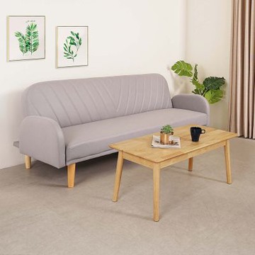 Homelike 喜家居科技布沙發床茶几二件組-原木色(2342)