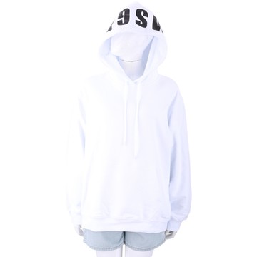 MSGM 字母印花連帽白色棉質長袖運動衫 大學T(女款)