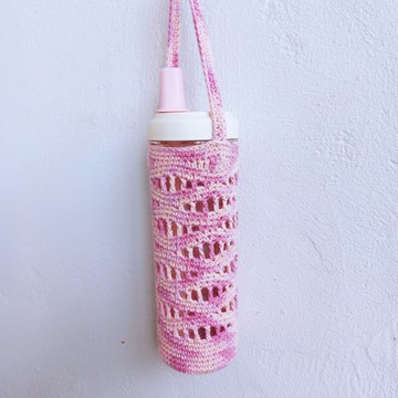 波浪紋編織杯袋 純棉 杯套 飲料袋 杯袋 水壺袋