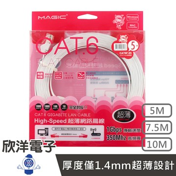 ※ 欣洋電子 ※ Magic 鴻象 Cat6 High-Speed 超薄網路線5米/5M (CAT6F-05)/台灣製造