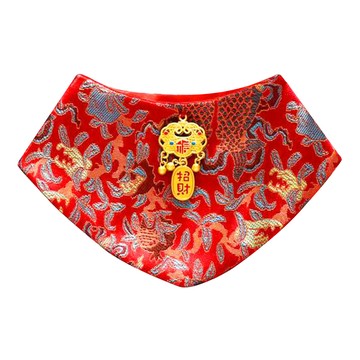 MODACore PET 摩達客寵物 006宮廷招財金鎖領巾/狗狗貓咪拜年服飾配件寵物衣  紅色  1個  M
