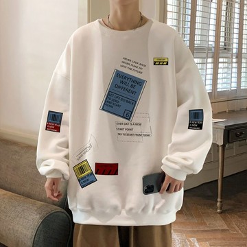 ✨台灣熱銷✨ 大尺碼上衣男 刷毛太學t 衛衣男 衛衣男冬季美式hiphop潮牌複古圓領寬鬆加絨加厚上衣學生無帽外套