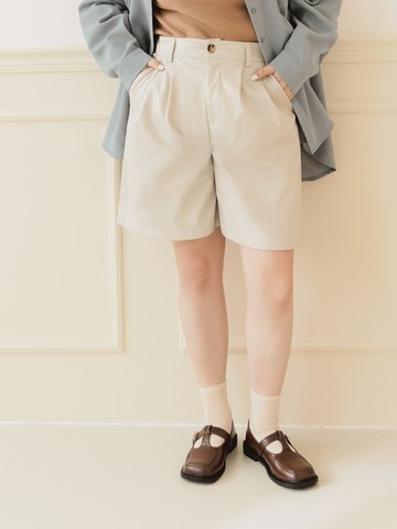 質感霧面皮革內磨毛五分褲