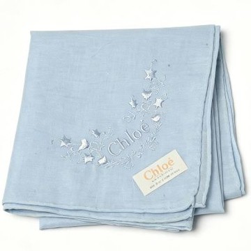 Chloé 淺藍色星月刺繡字母LOGO圖騰帕巾(49CM)