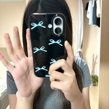 免運+隔日🚚亮面果凍手機殼 簡約藍蝴蝶結 適用於蘋果17promax 16Pro 15plus14 13 1211防摔