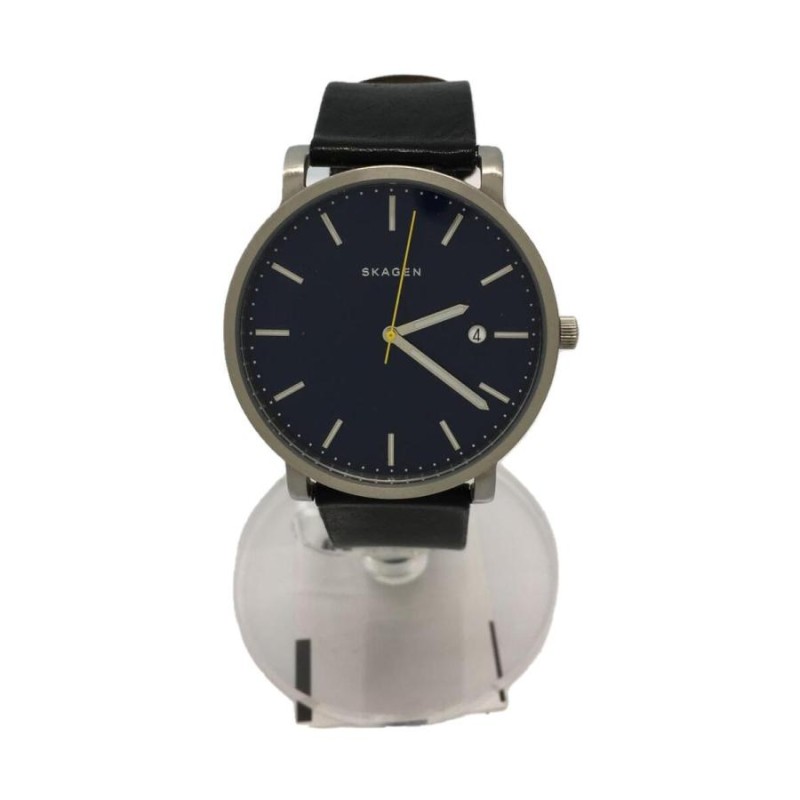 SKAGEN◇クォーツ腕時計/アナログ/レザー/BLU/BLK | LINEショッピング