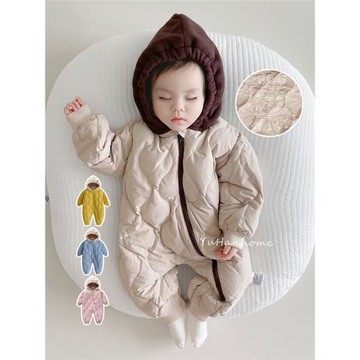 嬰兒羽絨服連體衣冬季外出0-1歲超萌抱服三防面料寶寶連體羽絨服