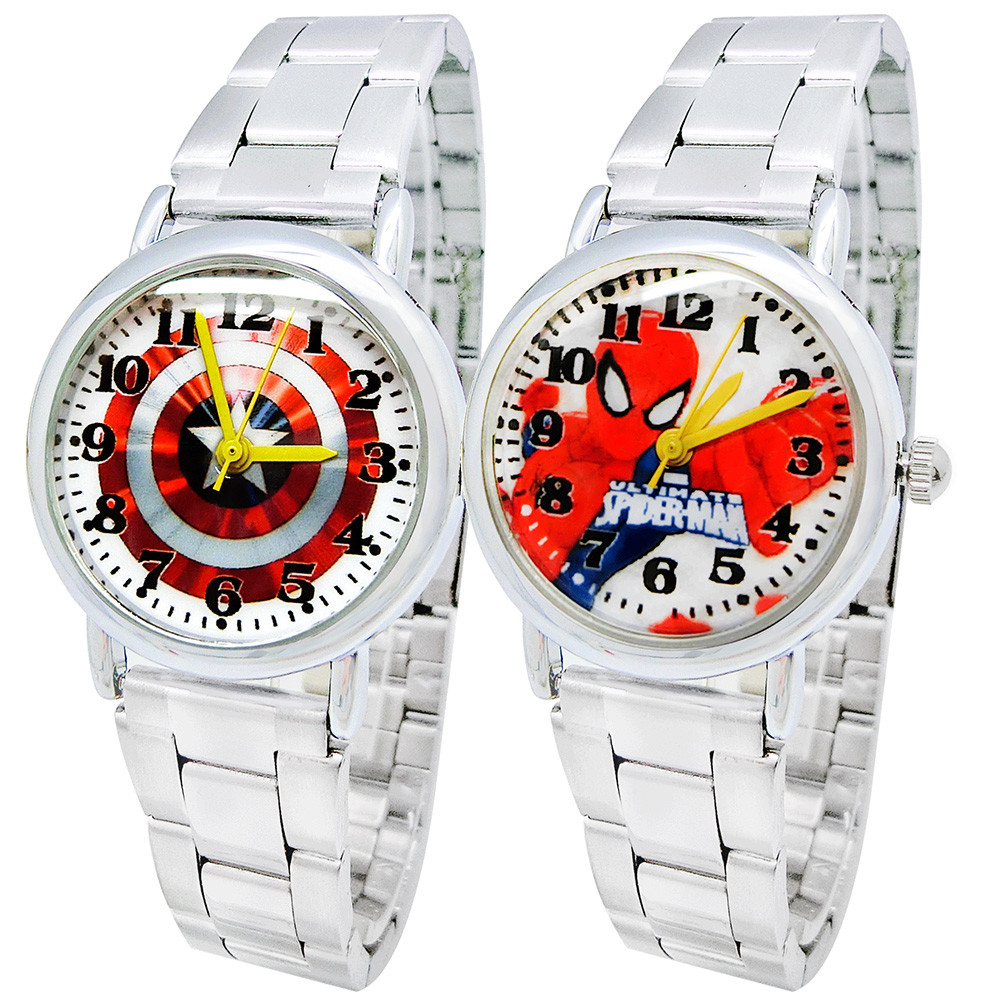 漫威迪士尼_美國隊長 蜘蛛人 米奇兒童鋼帶手錶