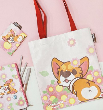 Sunny Bag x 柯基犬椪椪書袋/文青袋_日日春椪椪款