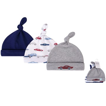 美國 luvable friends 100%純棉新生兒棉帽 保暖帽3件組_旋風跑車_LF00099