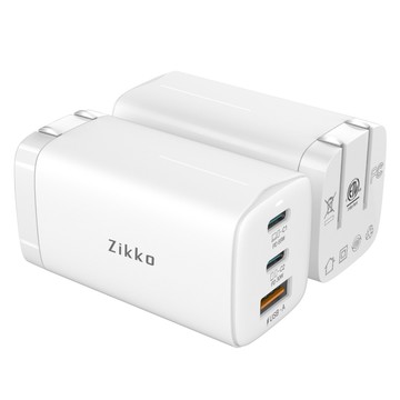 Zikko 65W GaN氮化鎵PD三孔快充充電器+C to C快充線組合包