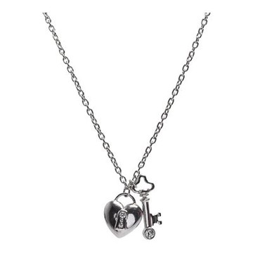 Tiffany&Co. 經典鉑金鑲鑽愛心鑰匙項鍊(銀色)