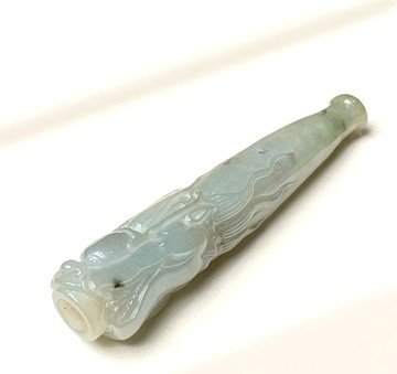 冰種飄花翡翠龍紋煙斗 | 天然緬甸玉翡翠A貨 | 送禮