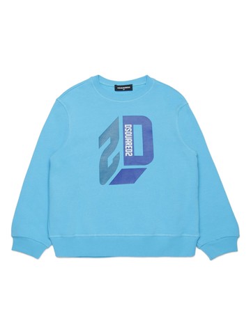 Dsquared2 Kids - logo-flocked cotton sweatshirt - kids - Cotton - 12 yrs - Blue