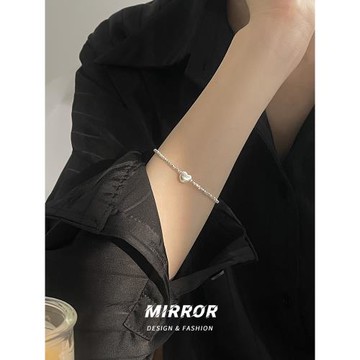 925純銀手鏈女碎銀幾兩愛心手飾手串小眾設計ins風簡約學生夏禮物