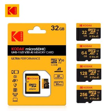 柯達KODAK MicroSD 128GB (UHS-I U3/V30/A1)高速記憶卡-黑色