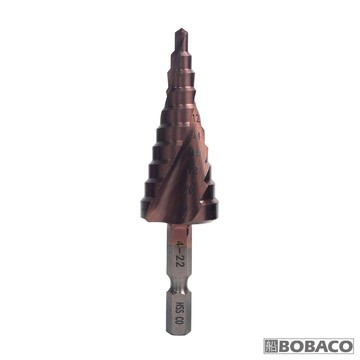 【HSS-Co(M35)含鈷螺旋槽階梯鑽 六角柄 (4-22mm)】鑽孔器 鑽頭器 工業用鑽頭 六角階梯鑽頭 寶塔鑽