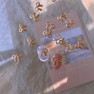 台灣現貨 金屬蝴蝶結飾品10入 合金飾品 淺金色飄帶 美甲飾品 迷你合金美甲飾品 美甲用品 啾啾美甲【B256】