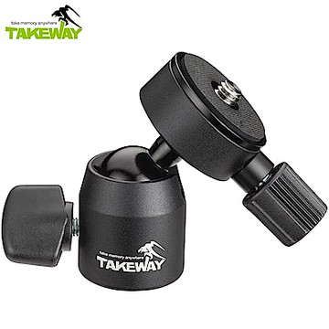 台灣製造TAKEWAY萬向球型雲台 球型萬向雲台T-B03(台灣公司貨;底部有1/4 (和3/8 )母螺孔)