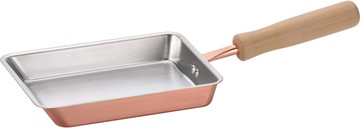 日本新款 日本製 千歲 CS-025 純銅 玉子燒鍋 12x18cm 木柄 木把 銅鍋 平底鍋 蛋捲鍋 煎蛋鍋