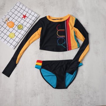 出口外單長袖遮陽防曬泳衣 時尚性感露肚子顯瘦成人游泳衣 無胸墊