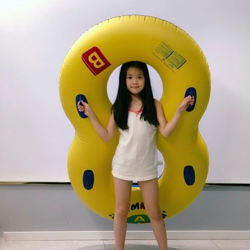 加厚ABC帶把手親子8字游泳圈 充氣浮排 浮圈 雙人泳圈 滑水圈漂流圈 水上休閒用品【SV61242】BO雜貨