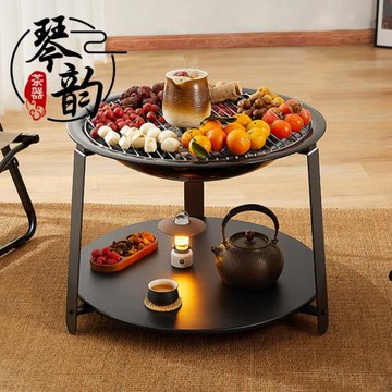 冬天圍爐煮茶烤火爐套裝罐罐烤奶燒烤爐家用室內烤火盆戶外取暖爐