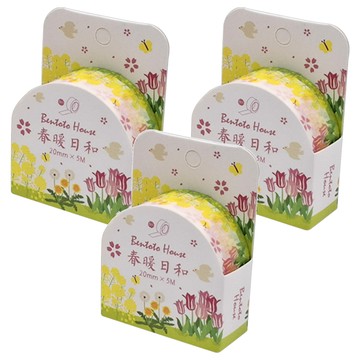 Bentoto House 本朵愛舍 日式和風和紙膠帶 3個  春暖日和  1組