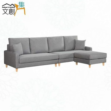 文創集 羅提透氣亞麻布L型沙發組合(四人座＋椅凳組合)