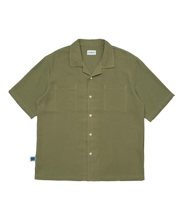KAIKAI - Fearless - 雙口袋五分袖涼感開襟襯衫 - 橄欖綠