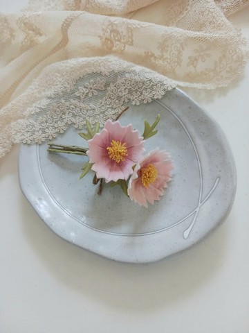 染布花*秋櫻胸針