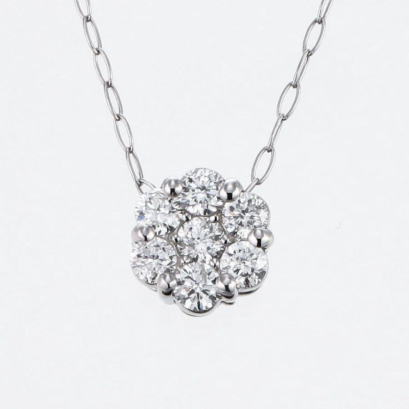 プラチナ 天然ダイヤ 花型 ネックレス 6-1 ネックレス PT900 プラチナ ダイヤモンド 0.40ct ブルー