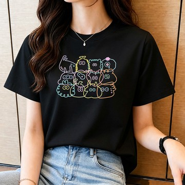 【現貨！台灣快發】100%純棉短袖上衣女 寬鬆大尺碼女裝 韓系上衣t恤 透氣舒適親膚純棉T恤 設計感T恤 簡約印花棉T