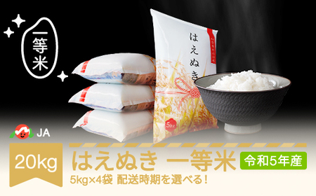 米 新米 20kg 5kg×4 はえぬき 精米 令和5年産 2023年産 山形県村山市産 ※沖縄・離島への配送不可 ja-haxxa20