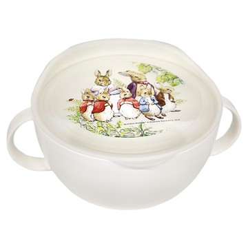 EDISON mama KJC雙層雙握把碗附蓋 1040ml  彼得兔 白色  1個