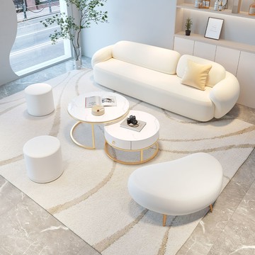 沙發客廳新款2024美容院沙發網紅意式輕奢貓抓皮小戶型店鋪用接待