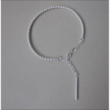 『麥子熟了手工銀飾』麻花辮子_小圓柱手鐲可調節S925純銀手工