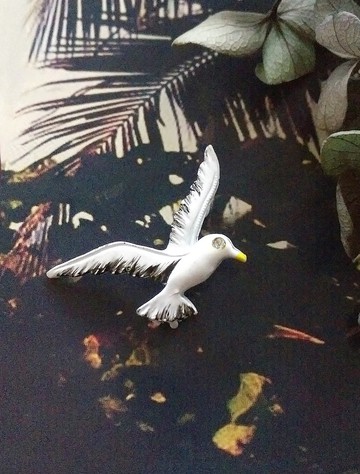 Vintage Jewelry GERRYS 鳥兒 海鳥 白琺瑯 小巧 小別針