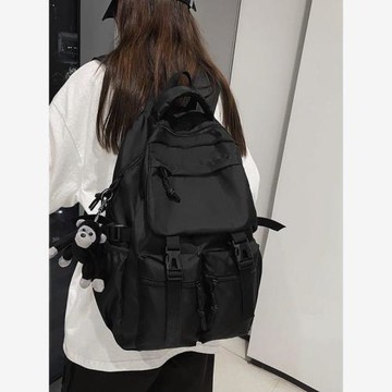 書包初中女生高顏值黑色多隔層書包女初中生大容量中學生雙肩包森