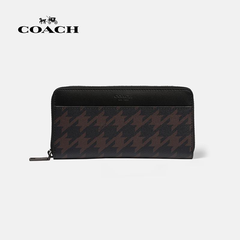 お買得！】 新品‼️COACH ハウンドトゥース ラウンドジップ長財布 千鳥