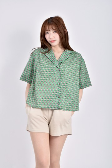 (M) bymin短袖綠色襯衫上衣