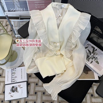 仙女氣質溫柔系穿搭雪紡薄款防曬襯衫女2022春夏長袖韓系chic上衣