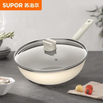 蘇泊爾（SUPOR）炒鍋 32cm抗菌材質復合底不粘炒鍋帶鍋蓋VC32SP05